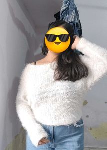 Cozy Off-Shoulder Fuzzy Sweater