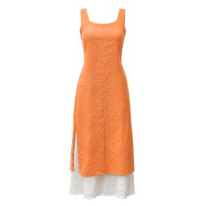Orange Sleeveless Kurta