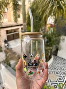 Customize Tea Lover Glass Tumbler with bamboo lid