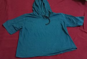 Teal Short Sleeve Hoodie