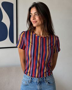Colorful Striped Sheer Top