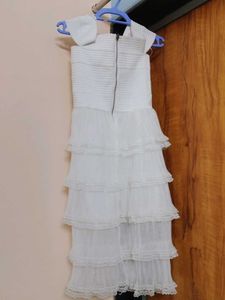 White Tiered Ruffle Dress stretchable