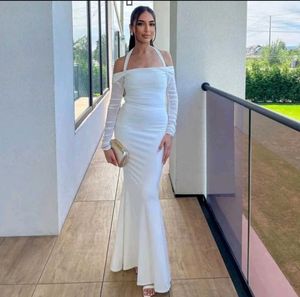 White Halter Neck Maxi Dress
