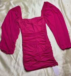 Chic Pink Ruched Bodycon Dress