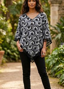 Stylish Printed Tunic Top with Tassels