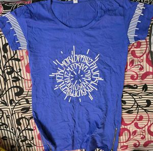 yellow top shirt and Blue Graphic Print T-Shir