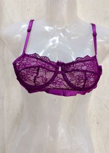 Sheer Lace Purple Bra