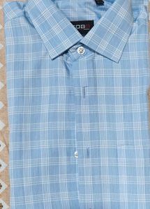 Men's Light Blue Plaid Dress Shirt