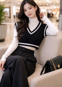 Stylish Black &amp; White Sweater Vest