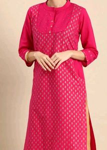 Women Pink &amp; Gold Toned Kurta