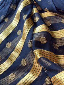 Elegant Navy Blue Saree with Gold Motifs