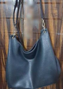 Stylish Black Faux Leather Hobo Bag