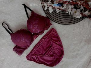 Burgundy Lace Bra &amp; Panty Set