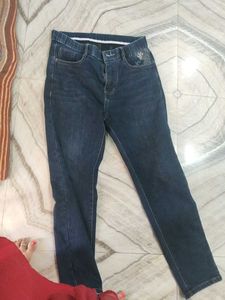 Stylish Dark Wash Embellished Denim Jeans