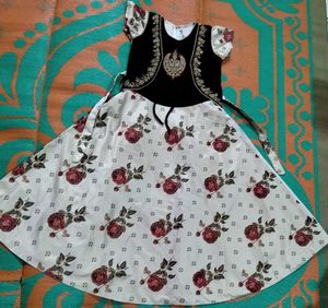 Girls Rose Print Maxi Dress with Jacket