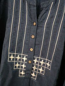 Blue Embroidered Tunic Top