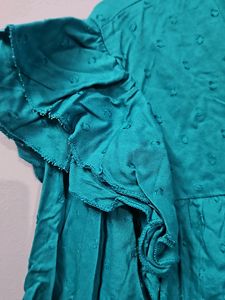 Doby Weave Ruffle Detail Top