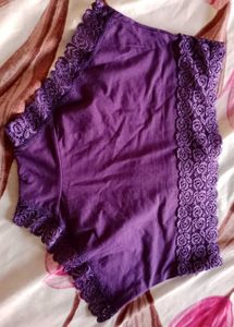 Women's Dark Purple,Navy,Black Lace Trim Brief