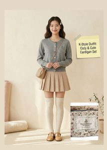 Light Green Cardigan with Cute Penguin Detail