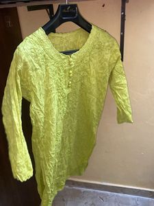 Vibrant Lime Green Embroidered Kurta