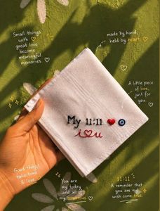 Hand Embroidered "My 11:11 I Love You" Handkerchie