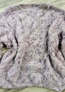 Cozy Textured Knit Sweater purple mauve