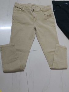 one Beige  colour Denim Jeans two jean