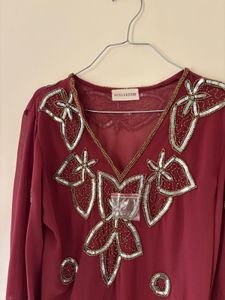 Embellished V-Neck Kurta