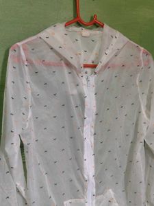 Sheer White Lightweight Jacket with Cute Print