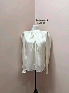 Elegant White Satin Blouse
