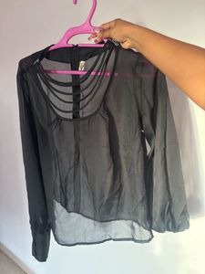 Elegant Black Sheer Blouse