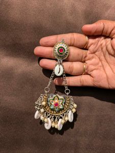 German silver oxidised earring jhumka