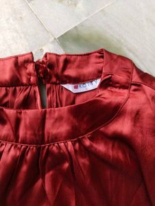 Elegant Rust Satin Blouse