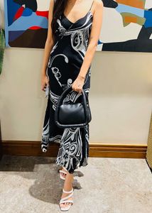 Black &amp; White Print Maxi Dress Look Very Sexy