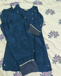 Elegant Navy Blue Embroidered Coord set