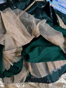 Elegant Green Anarkali Set with Gold Dupatta