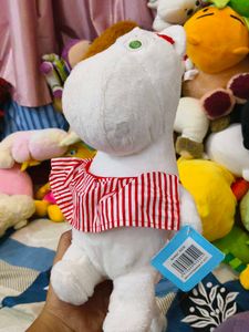 Cute Moomin Plush Toy with Red Striped Collar
