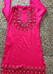 Pink Embroidered Kurta