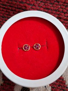 Gold &amp; Ruby Stud Earrings