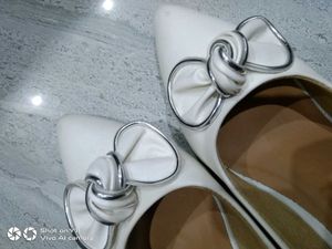 Elegant White Bow heels
