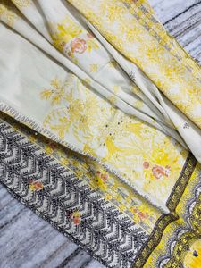 yellow white cotton suit