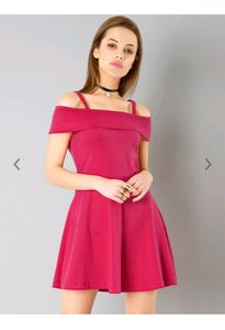 FabAlley Women Pink Solid Fit & Flare Dress