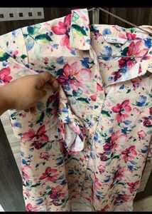 Branded Floral High Low Shirt Top