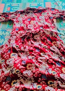 Beautiful Red Floral Ethnic Gown