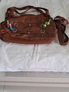 Brown Ruched Shoulder Bag