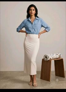 Cream Pencil Skirt