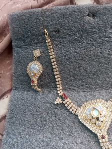 GOLD PLATED! Stunning Rhinestone Necklace &amp; Ear
