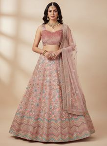 Stunning Pink Embroidered Lehenga Choli