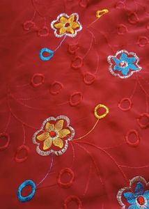 Maroon Floral Embroidered Saree
