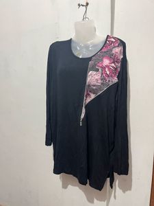 Chic Black Top with Floral Detail